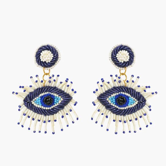 America & Beyond White Evil Eye Beaded Shoulder Bag & Earrings NWT - Picture 9 of 9